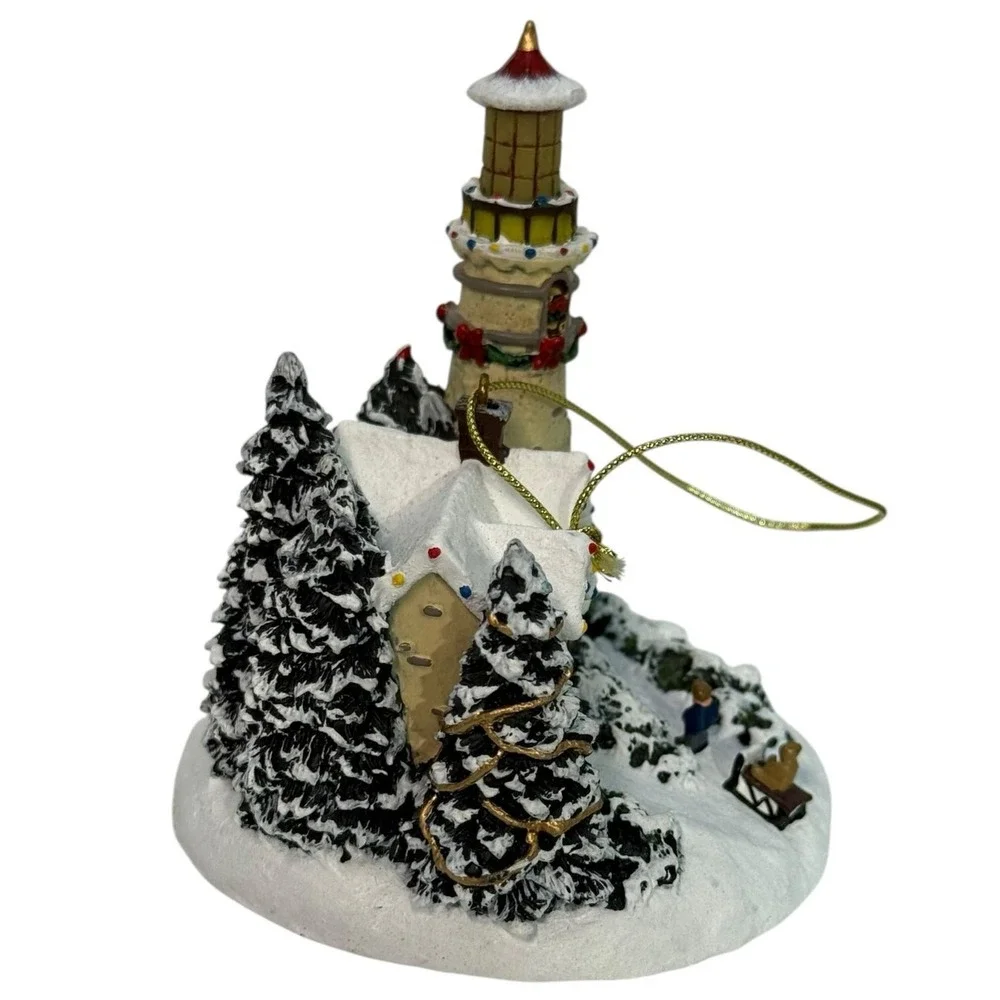 Thomas‎ Kinkade Winter Illuminations Lighted Lighthouse Christmas Ornaments Par